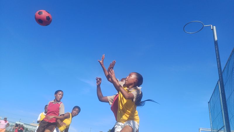 Netball match on the school court